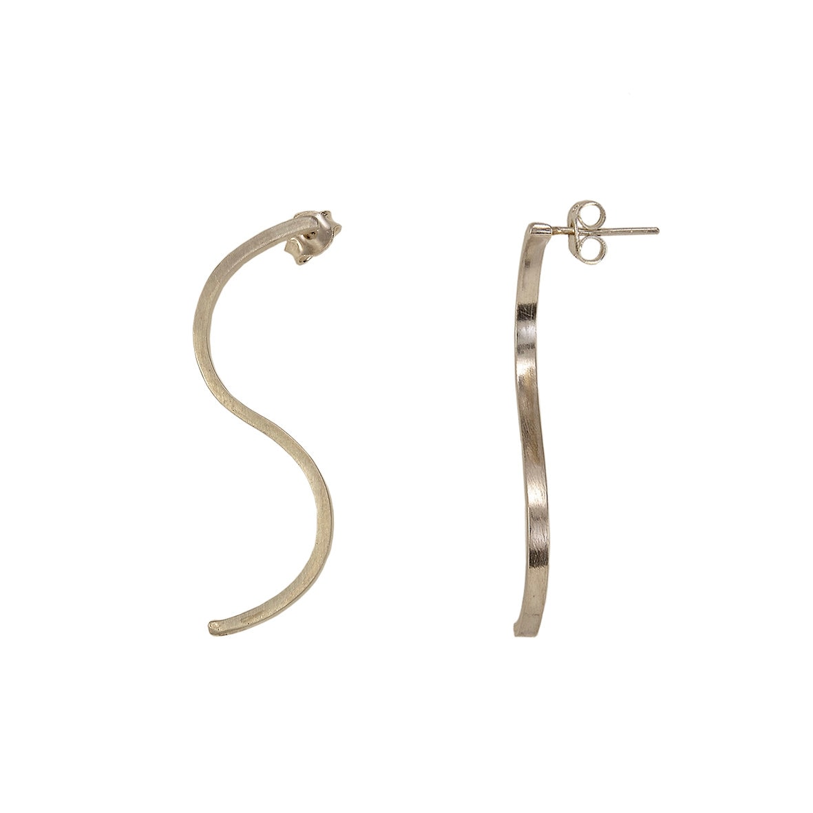 Sterling silver curvy bar stud earrings , now with free shipping ! etsy.me/3ip7sTZ #silverearrings #anniversarygift #symbol #geometric #pushback #,barearrings #minimalist #earlobe