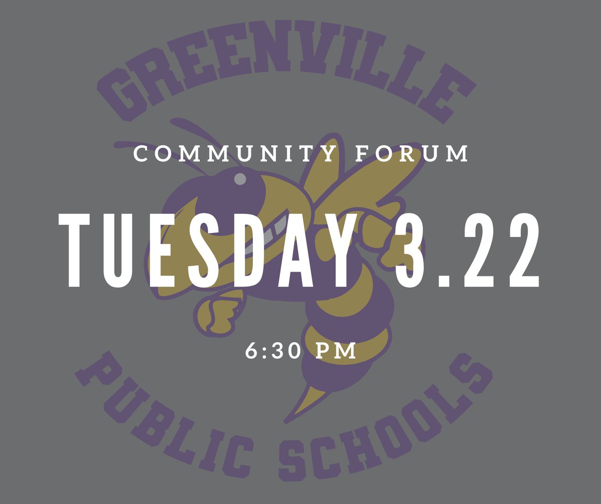 GPSJackets's tweet photo. We are hosting a Community Forum to share the details of the bond proposal. Please join us on Tuesday, March 22 at 6:30pm at Central Services Facility - 1414 Chase Street, Greenville. https://t.co/ttB04UQDq4
