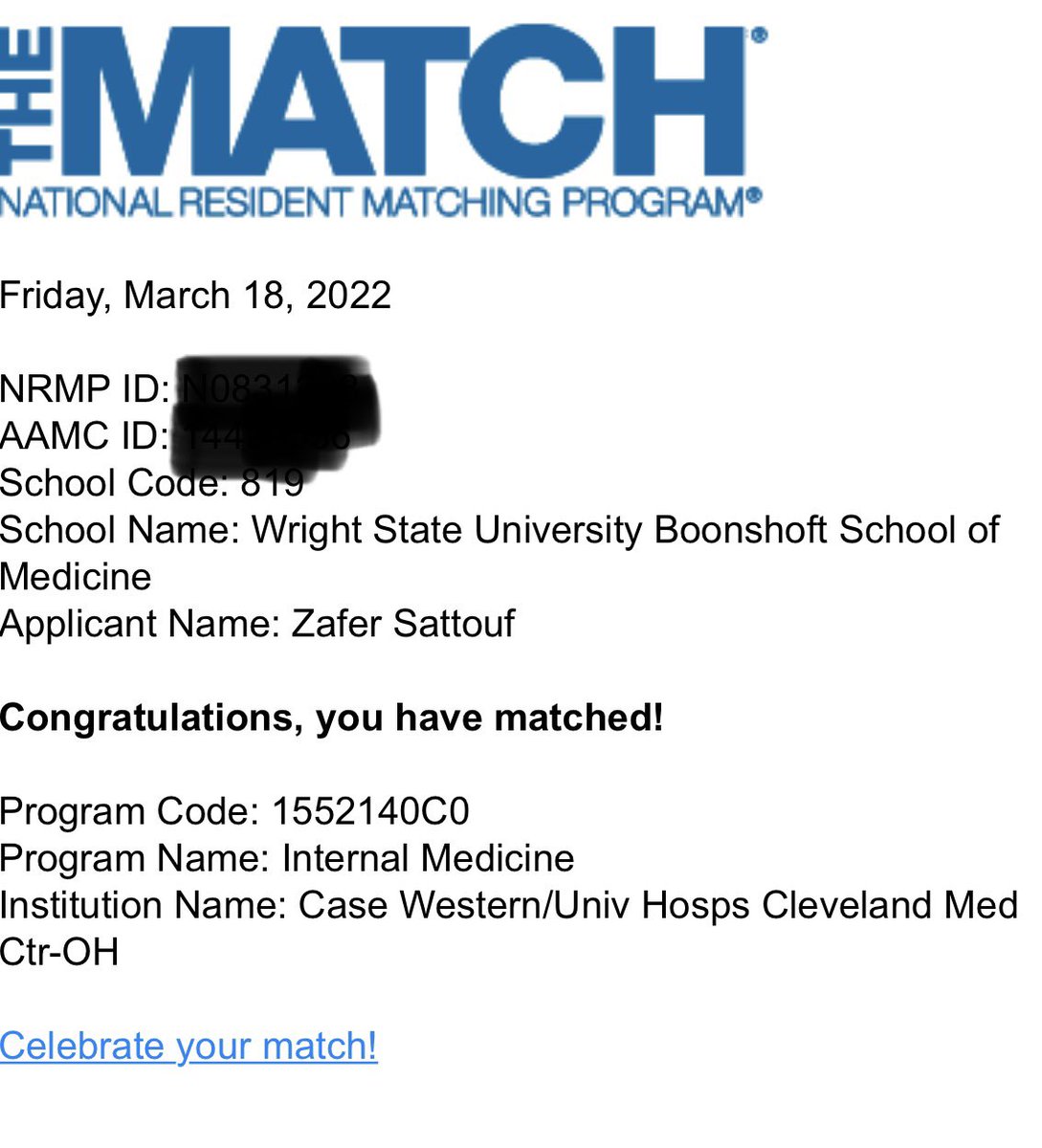 Still can’t believe I will be starting my Internal Medicine training at University Hospitals/Case Western University this upcoming June!! Dr. Sattouf got his first job in the US!! The American Dream is real!!
#Match2022