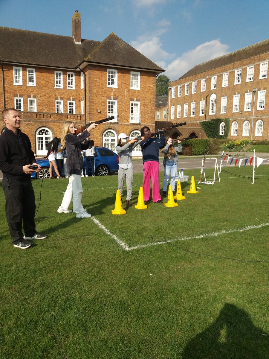 StSwithunsHigh's tweet photo. Girls loved the brilliant laser clay pigeon shooting activity last Sunday. Proud of our two High House winners: Mia and Kristin. https://t.co/8qY5yspZWL