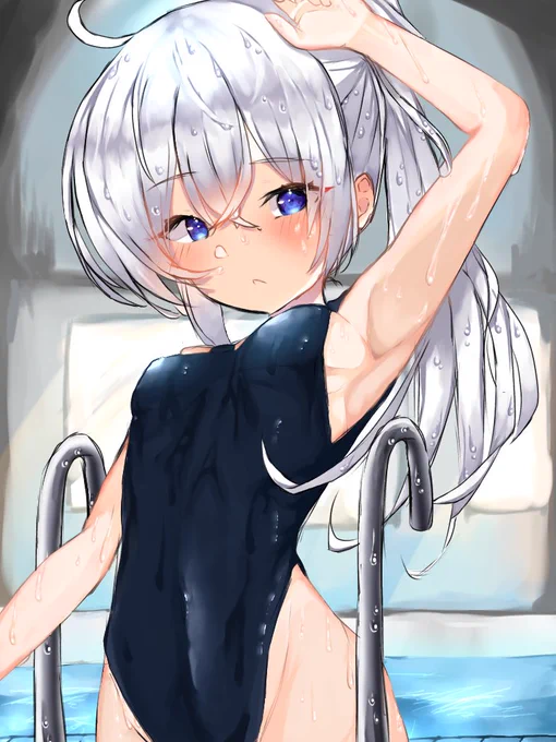 プールから上がるイレイナポニーテール可愛いよね!リプくれると嬉しいです!#魔女の旅々#魔女の旅々はいいぞ#絵師さんと繋がりたい 