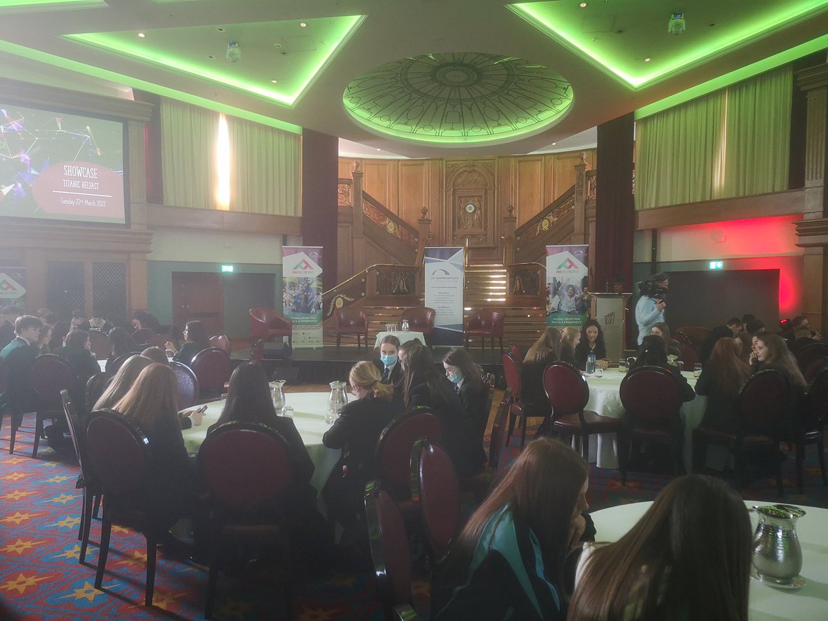 cooperationirl's tweet photo. We're delighted to be in @TitanicBelfast for our 1st large-scale, in-person showcase since the beginning of the pandemic!

Our #AmazingTheSpace showcase has brought 200+ young people together, to discuss the value of sport, community engagement &amp; youth leadership. 🤝

#ATS2022 https://t.co/CEiLqr5gbi