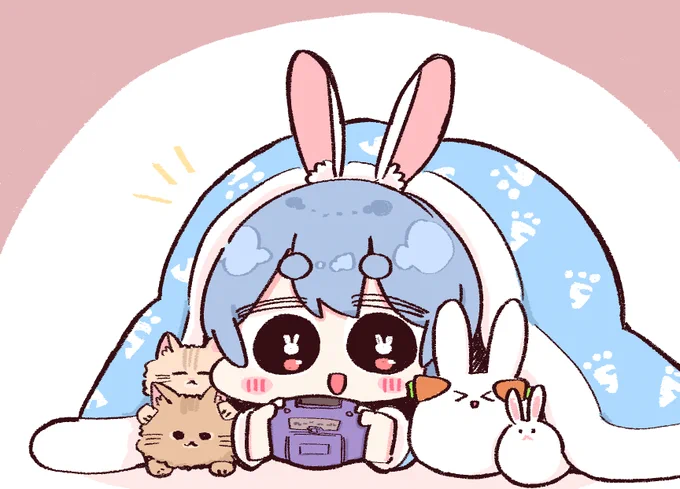 布団に包まってゲームボーイじゃ! #ぺこらーと 