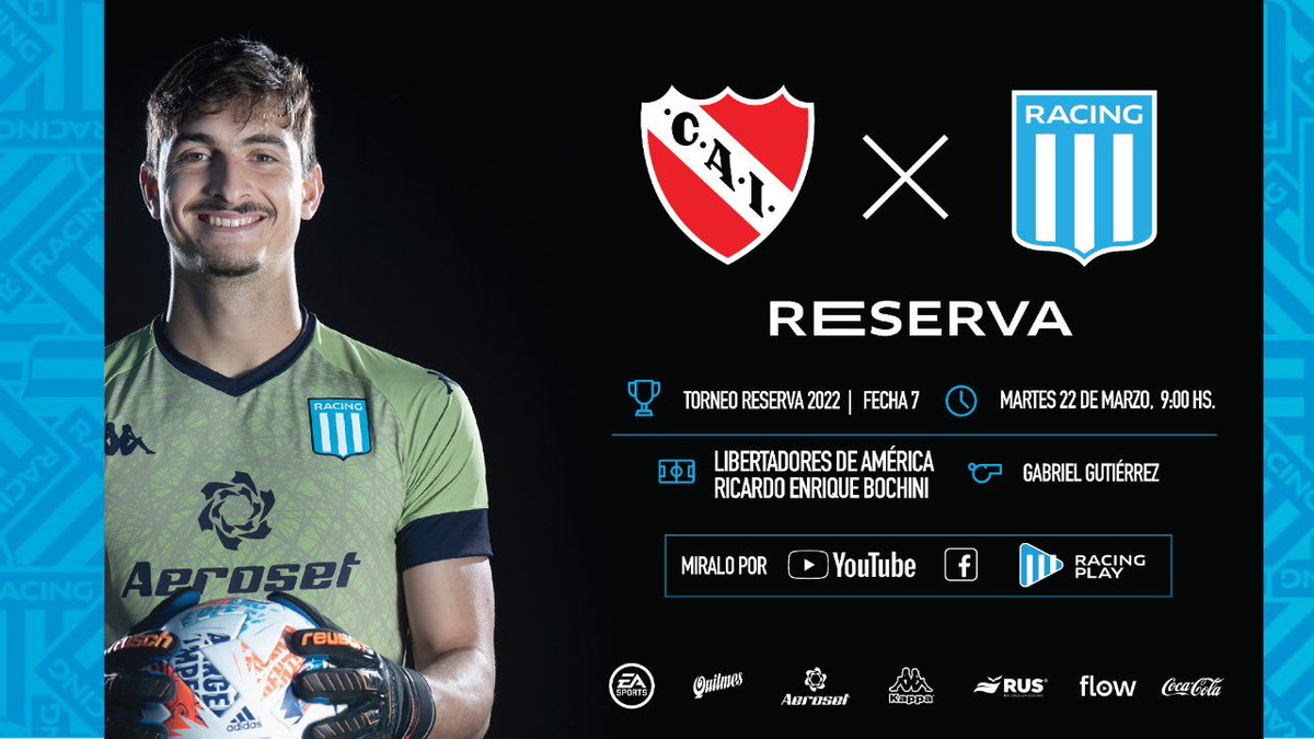 ¡La Reserva juega el Clásico y lo miras en VIVO por #RacingPlay!

⚽ <a href="/Independiente/">C. A. Independiente</a> 🆚 @racingclub 
⏱️ 9.00
📍 Libertadores de América 

📲 racingplay.com.ar

#VamosRacing