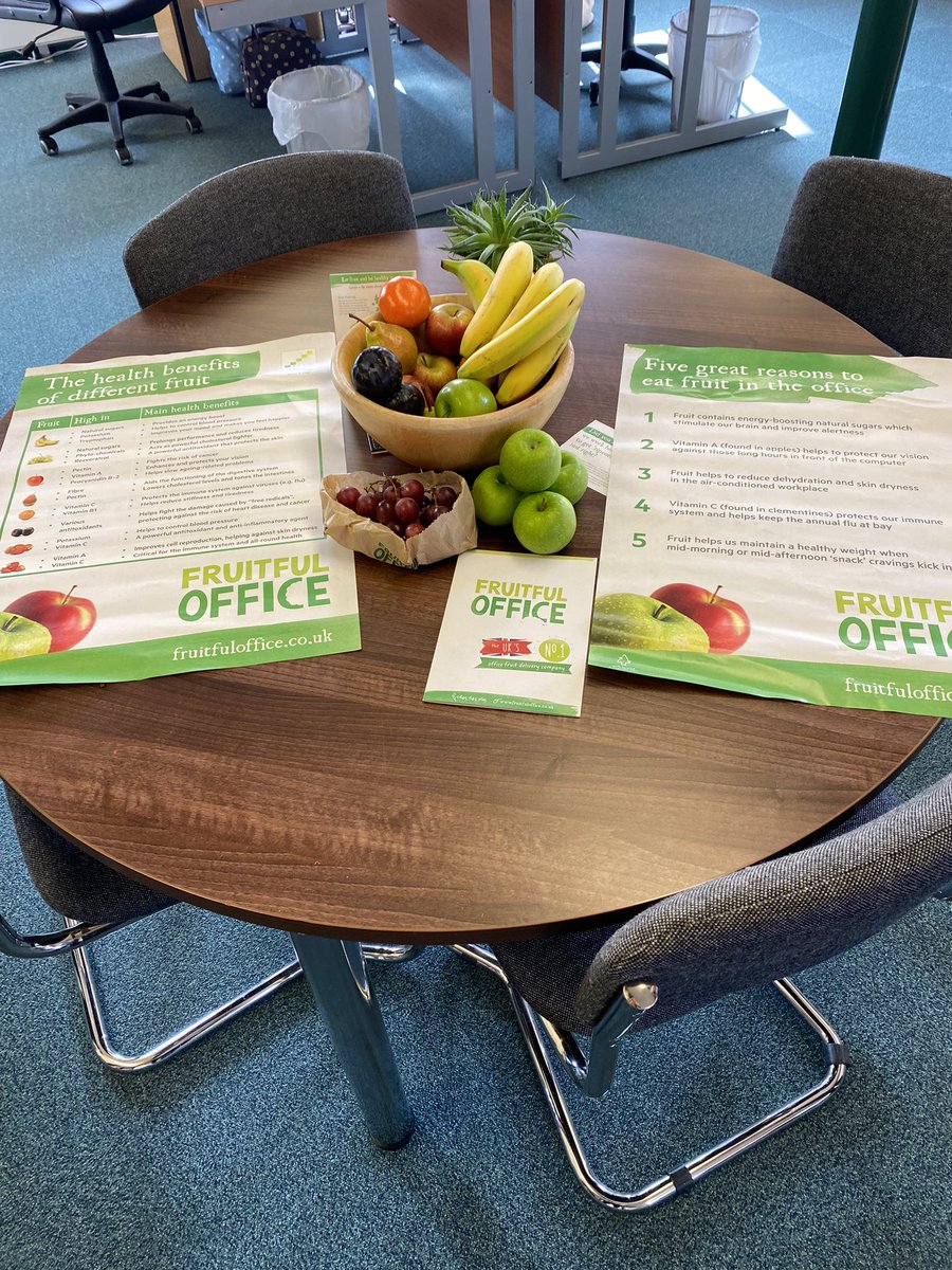 New weekly delivery of fruit being trialled in the office…..we’ve not taken the biscuits away fully tho 🤣 #HealthyFood #healthyoffice @fruitfuloffice
