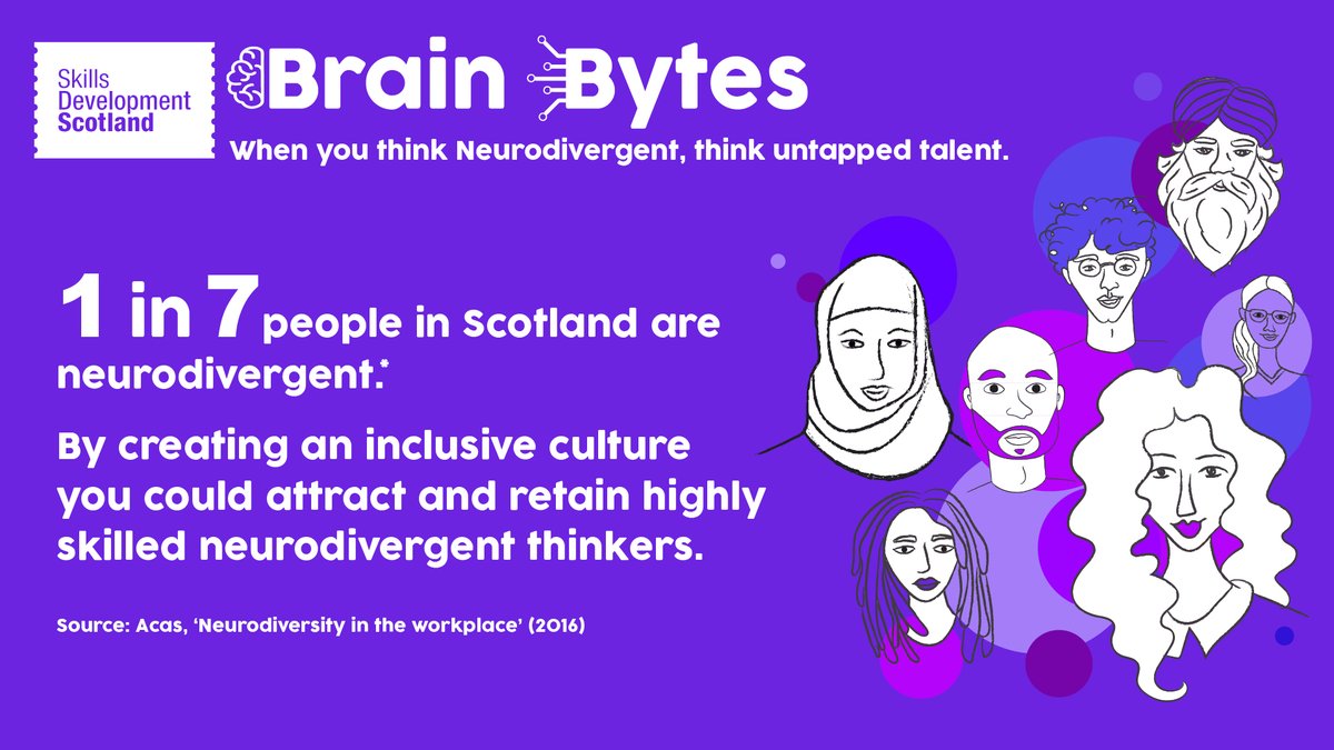 skillsdevscot's tweet photo. Employers, it’s up to us to build work environments where Neurodivergent thinkers feel accepted and appreciated. Help them flourish and your business could too. #UntappedTalent #BrainBytes

https://t.co/i89IndG2ye https://t.co/Rktkj98uGF