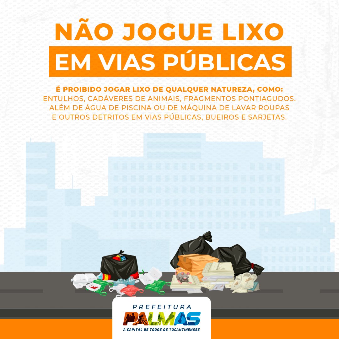 cidadepalmas's tweet photo. #EuValorizoMinhaCidade| Não jogar lixo em via pública é fundamental para manter a cidade limpa e até o trânsito mais seguro 😉
A sua atitude pode beneficiar ou prejudicar o coletivo. Faça a escolha certa✅
#SejaConsciente https://t.co/bAhPO4Zoqs