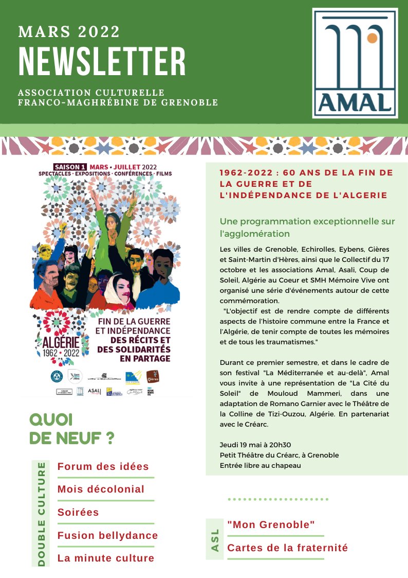 AMALGrenoble's tweet photo. La newsletter de mars d'Amal est arrivée ! https://t.co/kt61dGVsF9