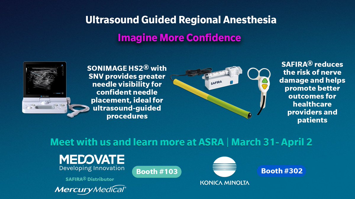 Perform #NerveBlocks with confidence - greater needle visibility and a built-in system to automatically limit injection pressure. Discover more at #ASRASpring22 

 #RegionalAnesthesia #USGRA <a href="/medovate/">Medovate</a> <a href="/MedicalMercury/">Mercury Medical</a>