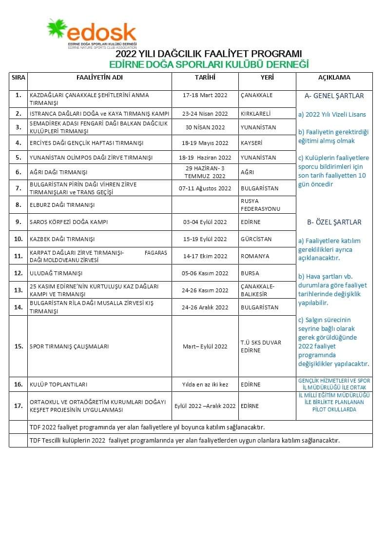 edosk22's tweet photo. Sezonun geri kalanı için doğa yürüyüşü,bisiklet ve dağcılık faaliyet programlarımız görsellerdedir. Güzel günlerde buluşmak ümidiyle. Doğayla kalın... https://t.co/ntPzumzYel