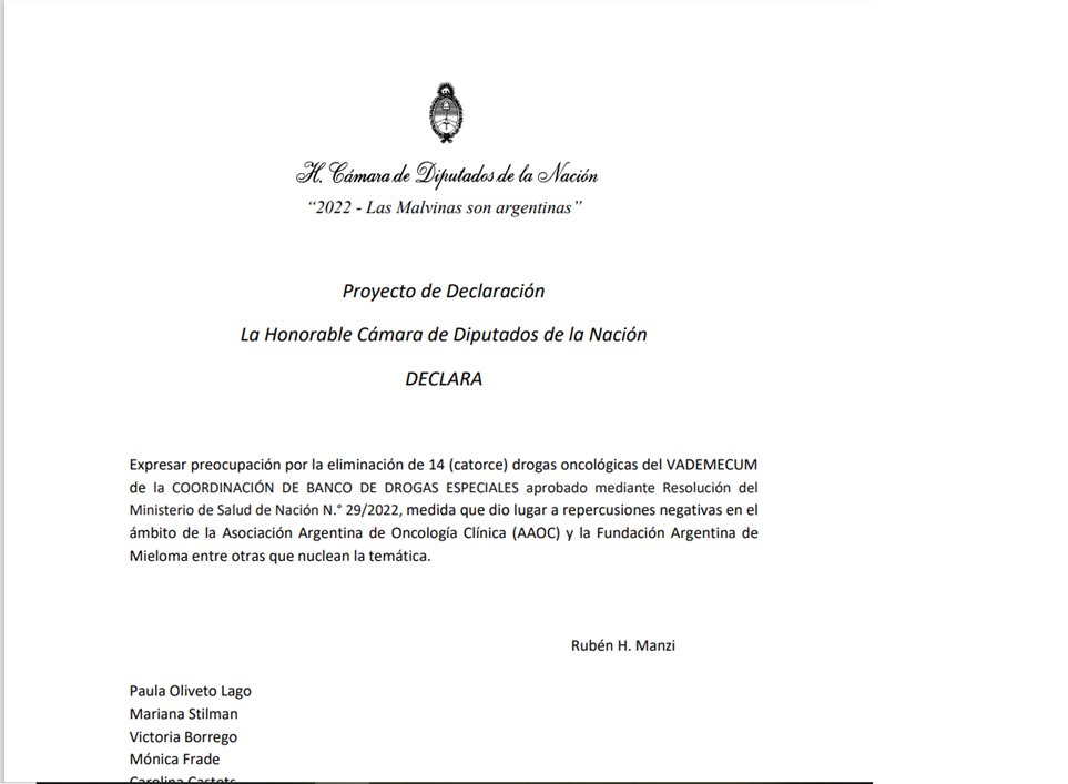 fundmieloma's tweet photo. Continúan los reclamos al @msalnacion , desde los distintos sectores, respecto de la eliminación de drogas esenciales del #Vademecum Nacional
@inc_argentina @carlavizzotti @SAHematologia @aaoncoclinica #MielomaMúltiple #lenalidomida #talidomida #melfalan https://t.co/zP9NScv1N9