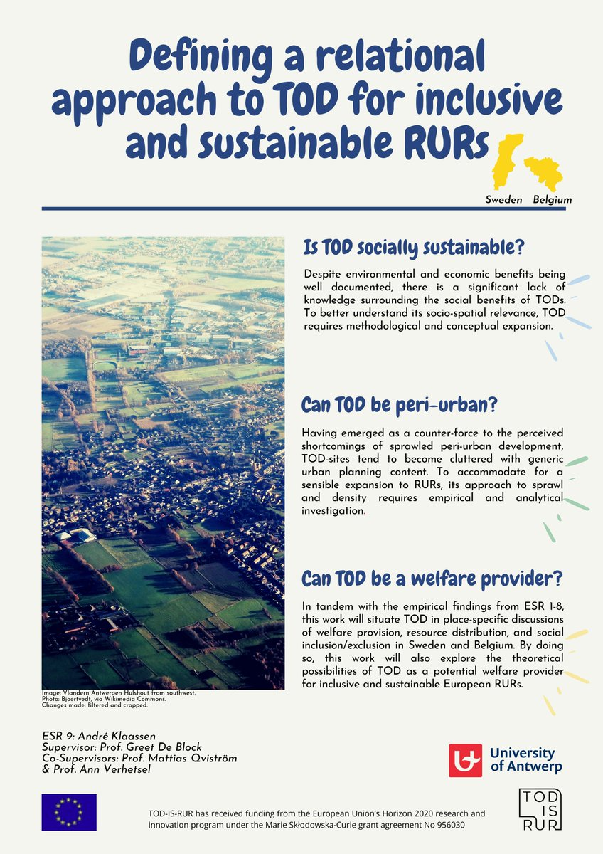 TODISRUR's tweet photo. Could you illustrate your research? André Klaassen (ESR 9) accepted the challenge and represented his research on the social and place-specific relevance of TOD planning for RURs in this poster! #TODISRUR #mobility #earlystageresearcher @MSCActions https://t.co/wIRfOsdQIv