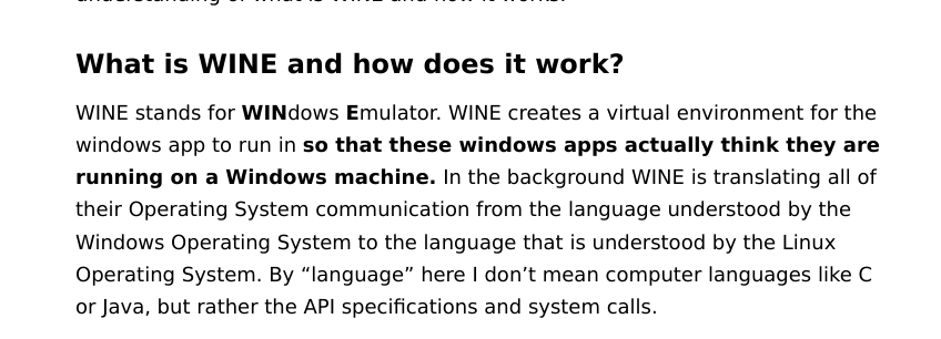 When you read a technical article and don't find even half exactness.

🤦🤦🤦

No emulation or virtualization occurs when running an app under WINE, it's a compatibility layer.

#WineIsNotanEmulator #Linux