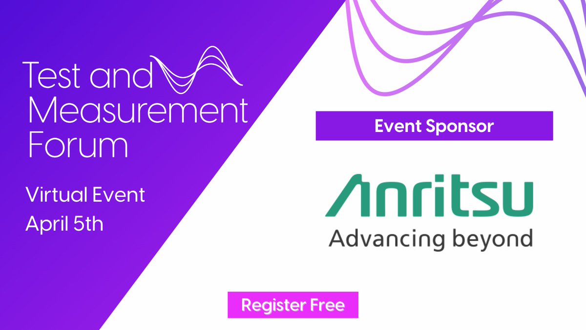 rcrwirelessnews's tweet photo. We'd like to thank @AnritsuEMEA for sponsoring #TestMeasure22 (April 5, 2022). Anritsu provide leading test, measurement solutions and streaming analytics tools for the communications industry - 5G, IoT, RF, Microwave, Optical and more.
Register for free https://t.co/JnvSPjpVDh https://t.co/NUkGolnRFt