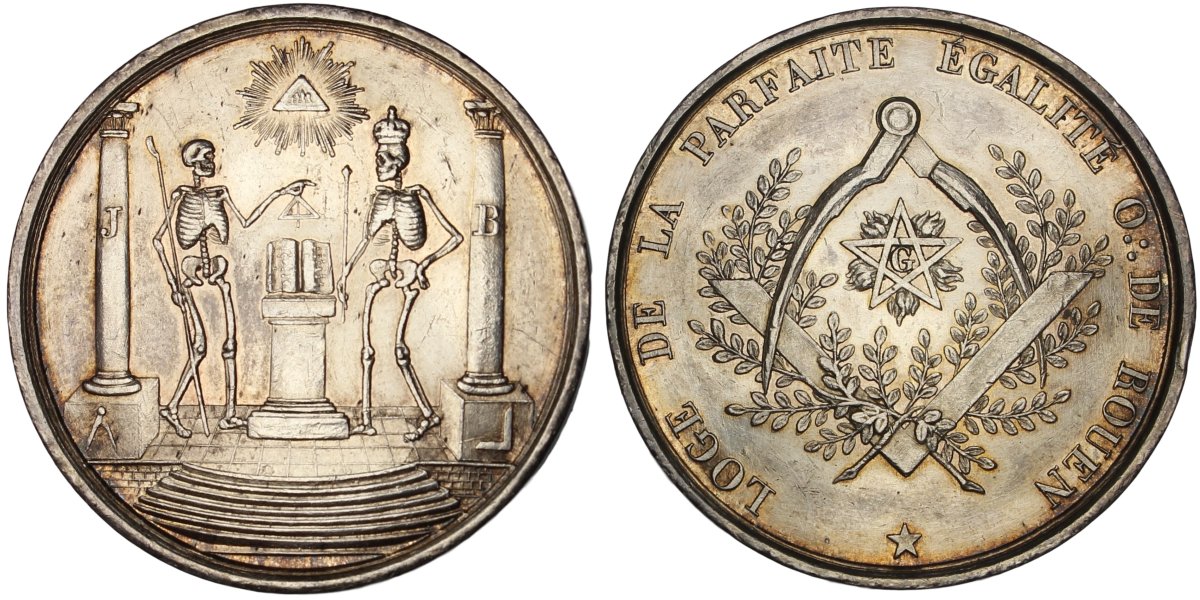 numismagram's tweet photo. Similar to yesterday's #skeleton theme, here's a mid-19th century French silver #masonic-related medal... ➡️$745⬅️ https://t.co/nbwCWZkJ0B #numismatics #exonumia #medallicart https://t.co/h4NbYUKsgg