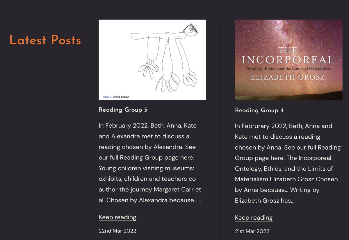 New posts on our Geoethical blog! mining-for-meaning.com/geoethical-blo…

We share our thoughts on the latest two sessions of our Reading Group. 

We discuss Elizabeth Grosz's ethics and co-authoring museum experiences with young children across English and Māori language contexts. #geoethics
