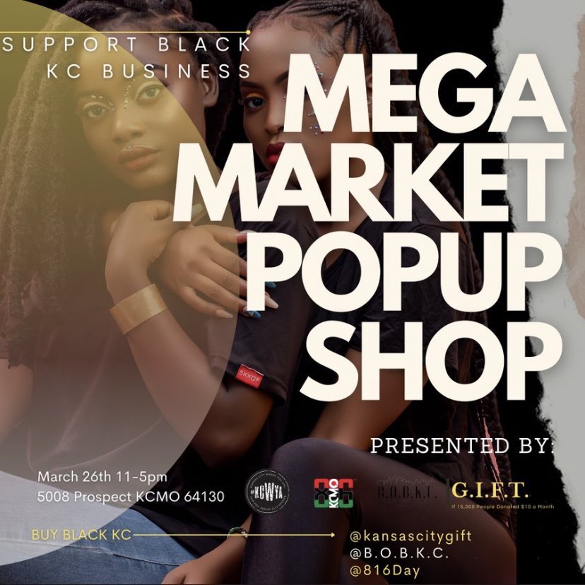 TooCoo2speak's tweet photo. Join @MO_Opulence this weekend at the Mega Market Pop-Up Shop brought to you by @kansascitygift. It will be at their new business center:
Saturday, March 26th
11am - 5pm
5008 Prospect Ave
Kansas City, 64130
Kansas City, MO 64130
#BuyKC #BuyBlack #BuildKC #MaterialOpulence #MO https://t.co/2NRBDabnsR