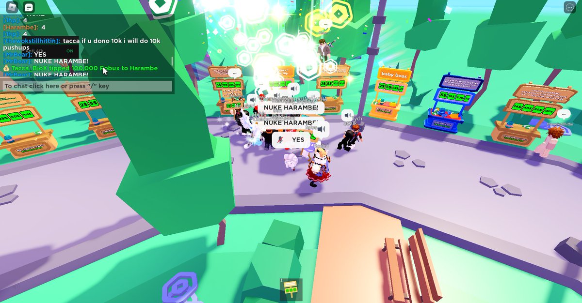 #plsdonategame me helping someone get a 100k donation from Tacca_blox lol. #proharambe #deserved #monkey