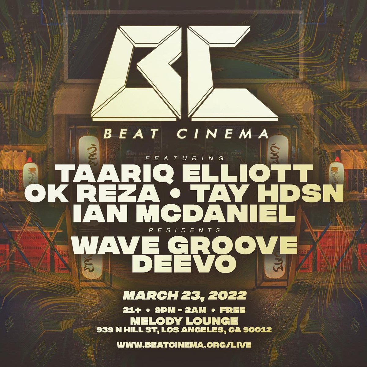 BeatCinema's tweet photo. Tomorrow Night !! We’re back at Melody Lounge
Feat.
@taariqelliott
@dis_reza_doe
@Tayhdsn
@ianmcdmusic
w. residents:
@waveGroove
#Deevo
https://t.co/DA3rSPPK8s https://t.co/tXd5YcFaV8