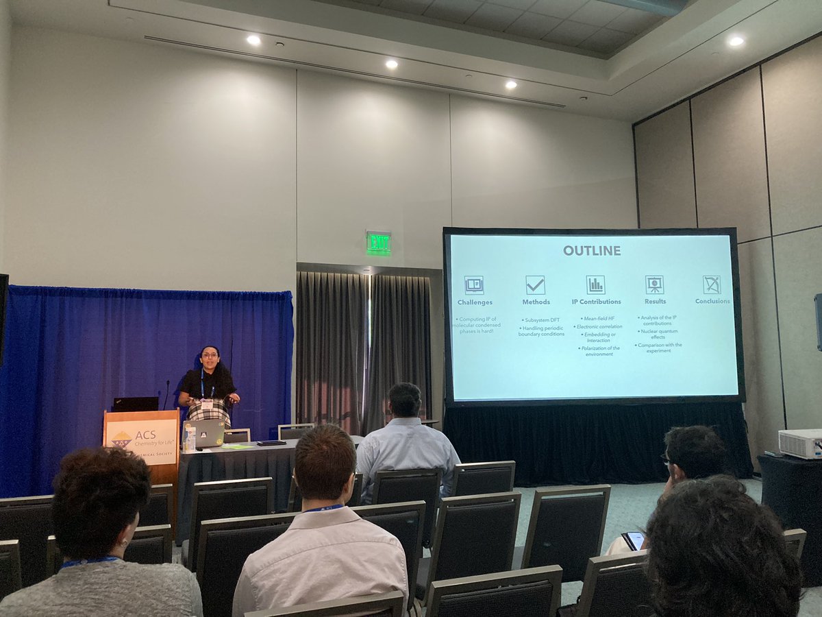 MikPavanello's tweet photo. Jessica @jessica941205 mesmerizes the #QuantumEmbedding  crowd! The ionization potential of water has never been so accessible #compchem #RutgersResearch https://t.co/29znlQYZwk