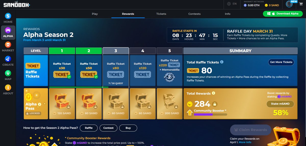 AsenokFail2's tweet photo. @TheSandboxGame I just participated in the daily #SandboxAlphaS2Contest for a chance to earn up to 1,000 $SAND! Starting March 22 - Ticket Day. Check out my screenshot below!
👇 #SandboxAlphaS2 https://t.co/hBAfzBW8BG
