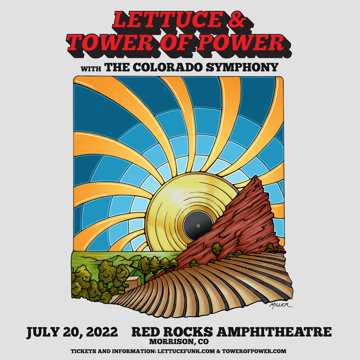 LETT’S GET THAT SOUL VACCINATION! We’re making our @RedRocksCO DEBUT on 7/20 with @lettucefunk and the Colorado Symphony. Presale tickets kick off Weds at 10am MT with the code: FUNK. 🥬🎷 $1 per presale ticket sold will be donated to Backline❤️ towerofpower.com/tour