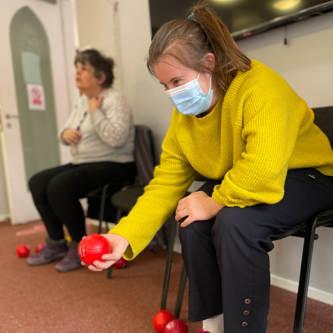 reach_ld's tweet photo. Did you know that Boccia is thought to be one of the first games played by mankind? At Reach Southwell we have been having a great time playing boccia together! Boccia is an accessible sport that helps us practice accuracy and muscle control. #boccia #stayingactive https://t.co/fbdXQE6jDX