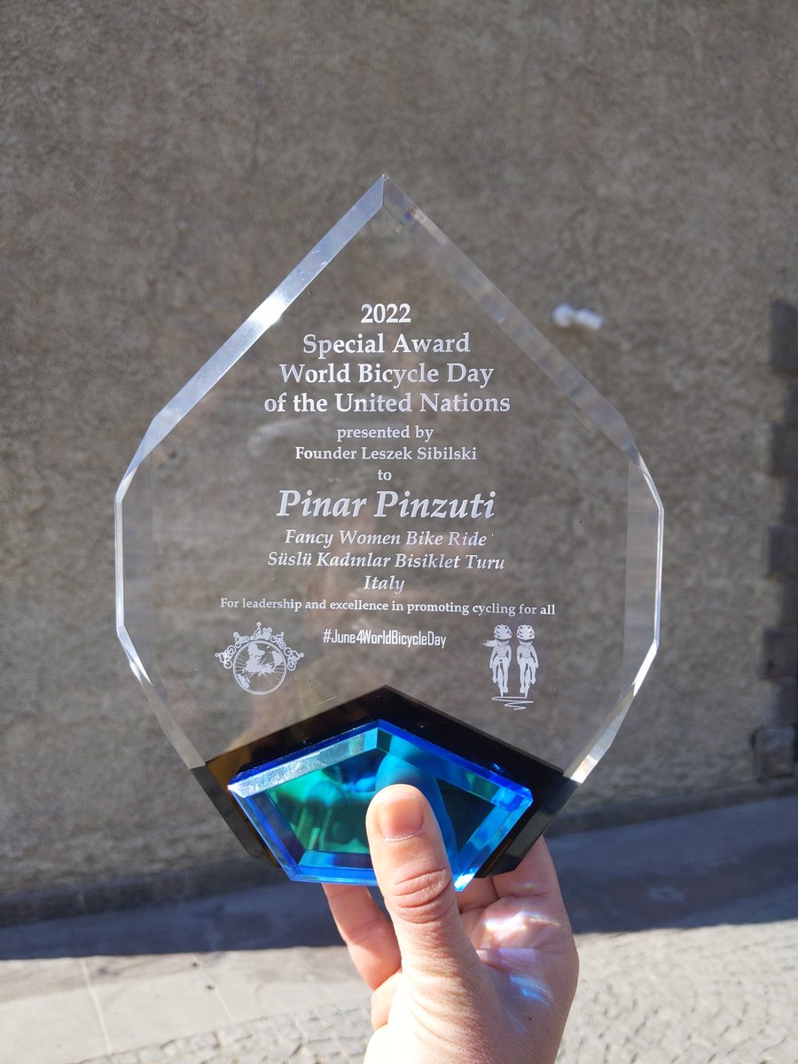 I'm honored to be the 2022 recipient of the Special Award of the  #WorldBicycleDay by UN for the leadership and success excellence in promotion of cycling.

Since its inception in 2018, I have been supporting <a href="/UN/">United Nations</a>’s #June3WorldBicycleDay. 
Cycling for all.