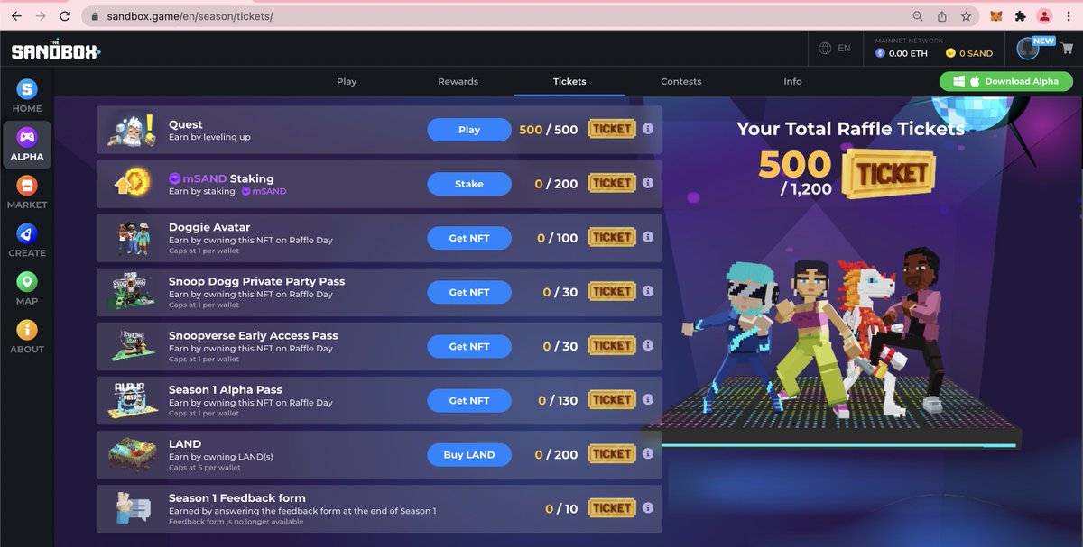 BadtZG's tweet photo. @TheSandboxGame I just participated in the daily #SandboxAlphaS2Contest for a chance to earn up to 1,000 $SAND! Starting March 22 - Ticket Day. Check out my screenshot below!
👇 #SandboxAlphaS2 https://t.co/zMrf5o832v