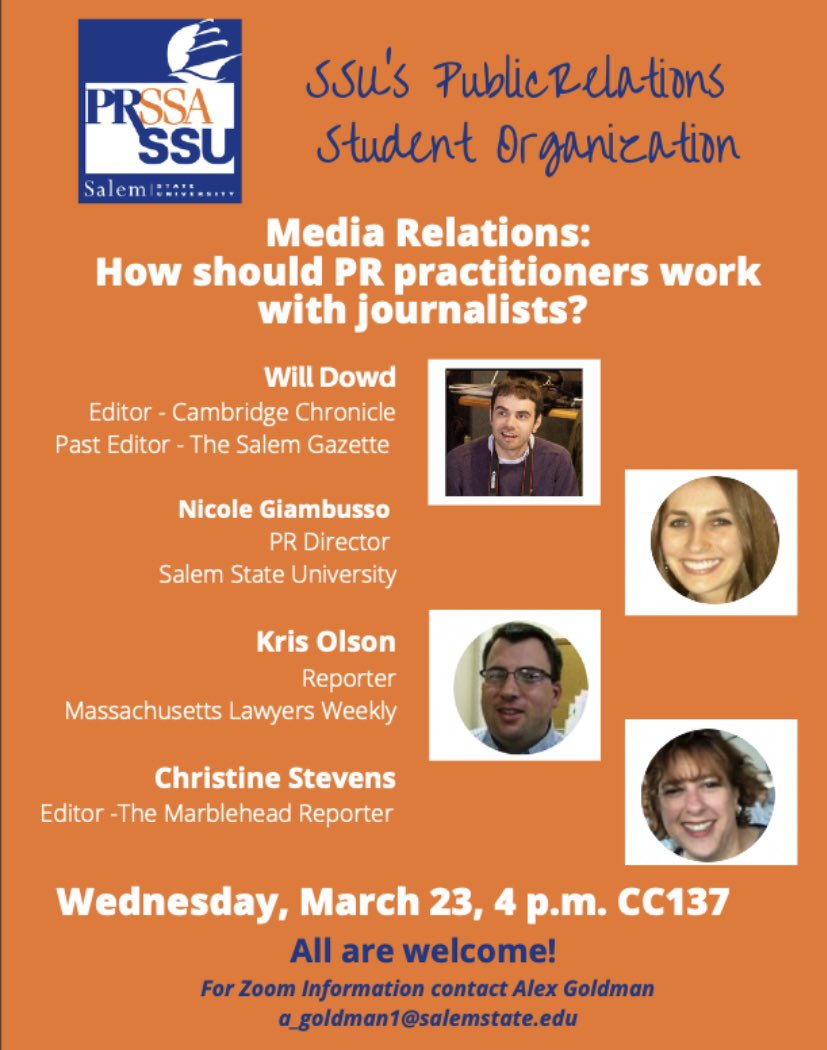 ssuprssa's tweet photo. Join us tomorrow, Wednesday March 23 in CC137 at 4pm for a panel talking about “How should PR practitioners work with journalists?” All majors are welcome! https://t.co/G9WEllpQFJ
