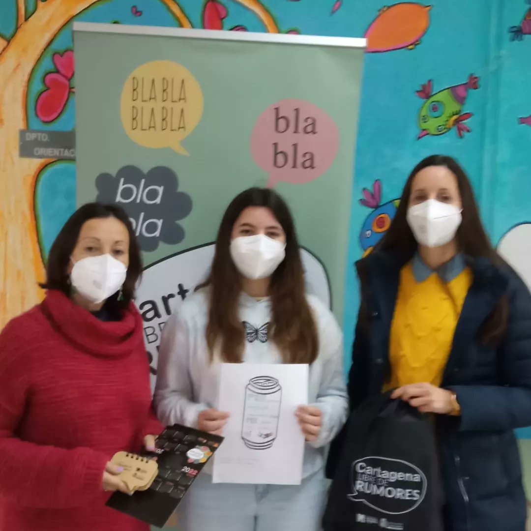 antirumores_ct's tweet photo. Damos la enhorabuena a los/as alumnos/as ganadores del concurso "Las etiquetas son para las latas" pertenecientes a los institutos :Mediterráneo, San Isidoro, Ben Arabi e Isaac Peral.
Y muchas gracias a todos /as los/as que habéis participado.
#antirumores https://t.co/TtcuOIlrOO