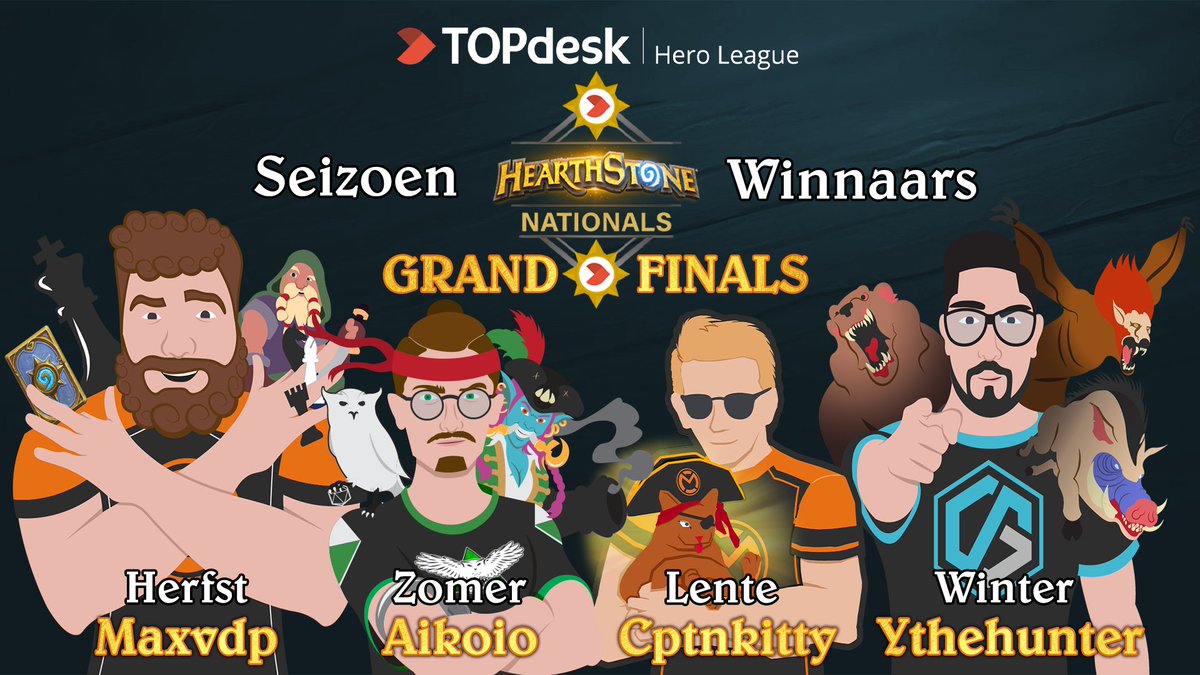 Deze zondag zullen de winnaars van de afgelopen vier seizoenen van de <a href="/TOPdesk/">TOPdesk</a> Hero League Hearthstone Nationals terugkeren naar de @esportgamearena om te strijden voor de titel van Benelux Hearthstone Kampioen! 

Kom ook voor een leuke dag vol Hearthstone!
