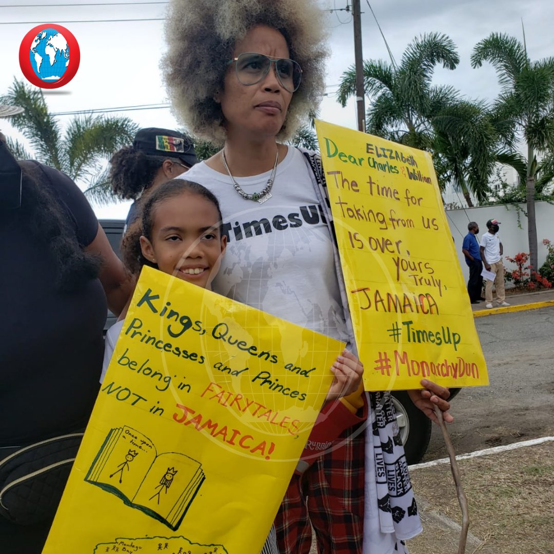 “Princesses and Princes belong in fairytales…NOT in Jamaica”. These were the words on a placard from a young girl at the protest at the British High Commission in St Andrew.  #RoyalVisit