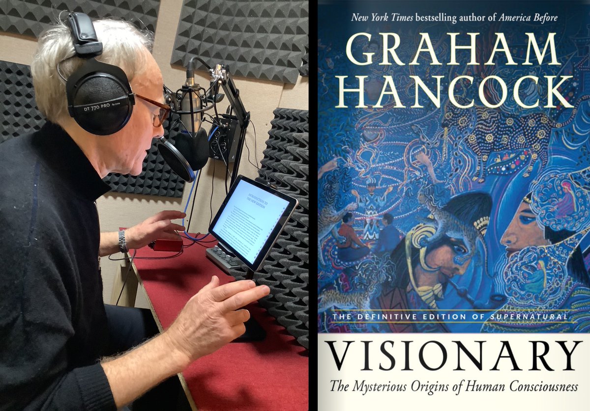 Graham__Hancock's tweet photo. The new audiobook of Supernatural, retitled VISIONARY and narrated by myself with bonus material, is available from 4 April. 
Amazon US: https://t.co/Fjb4BlpCTG). 
Amazon UK: https://t.co/siFFVOqcUE). 
Chapter 19 from the print edition free to read here: https://t.co/NhONplomxL. https://t.co/kE8uNinKaI