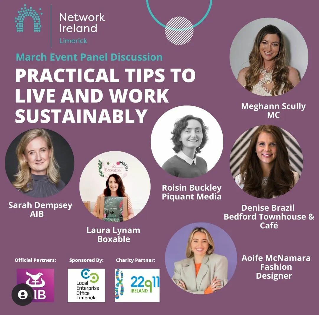 Are you interested in living &amp; working more sustainably? Come along tomorrow night to learn about some practical steps you can take. Really looking forward to this <a href="/NetworkLimerick/">Network Ireland Limerick</a> event! Register here: eventbrite.ie/e/network-irel…