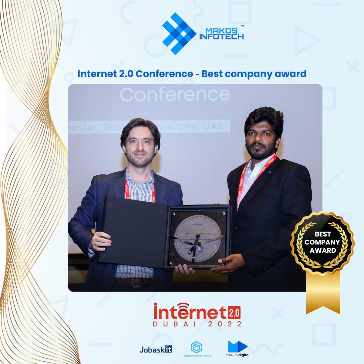 makosinfotech's tweet photo. Congratulations @ashokremijohn and @makosinfotech on winning the Best Company Award at Internet 2.0 conference Dubai 2022. We are happy that Makos get awarded and appreciated globally🥳🥳
.
#Makosinfotech #Bestcompany #Internet2.0 #Conference #Dubai #Award #Happymoment https://t.co/lQ5DXDupA2
