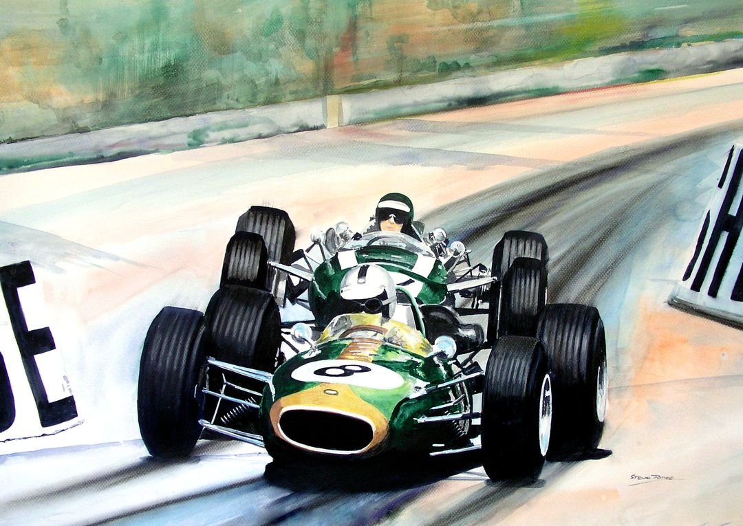 AutoTradition's tweet photo. Denny Hulme ,Jochen Rindt , Monaco 1966, Watercolour. By Steve Jones. #DennyHulme #Kiwi #JochenRindt #Rindt #Monaco #MonteCarlo #ReturntoPower https://t.co/5O8Usqctti