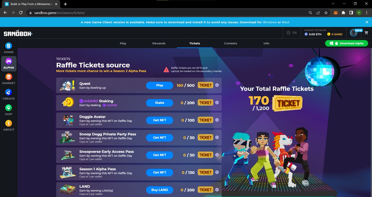 pcryptgao's tweet photo. @TheSandboxGame 170 tickets win 1 alpha pass

I just participated in the daily #SandboxAlphaS2Contest for a chance to earn up to 1,000 $SAND! Starting March 22 - Ticket Day. Check out my screenshot below!
👇 #SandboxAlphaS2 https://t.co/mc8trhtDsC