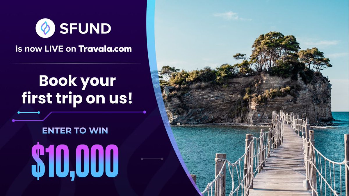 Travel worldwide with $SFUND &amp; book your first trip on us! 🛫

Let's celebrate $SFUND LIVE on Travala.com with a $10,000 #Giveaway to travel with! 🤑🧳

👉To join:

🧳 Follow <a href="/SeedifyFund/">Seedify</a> &amp; <a href="/travalacom/">Travala.com 🏨 ✈️</a> 
🧳 Like &amp; RT this post
🧳Comment what city you want to travel to