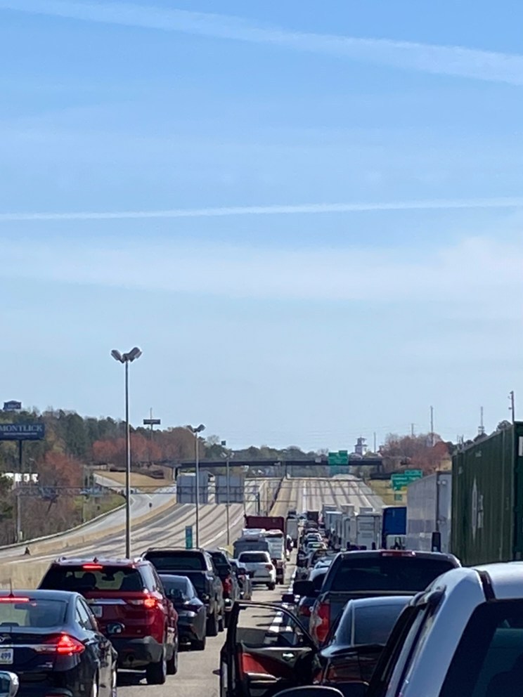 GAFollowers's tweet photo. There was a hostage situation on a Greyhound bus on 85NB and SB. Traffic is backed up as far as the airport, people have been sitting in traffic for hours. https://t.co/61W5iiJNam