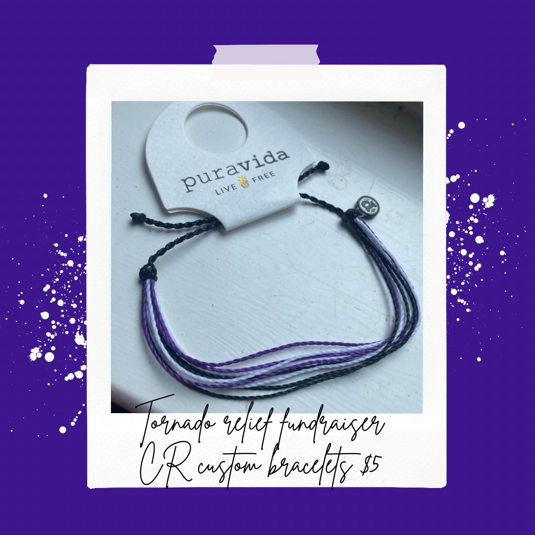 CedarRidgeCheer's tweet photo. Help us support our CR community.  Custom Pura Vida bracelets are now on sale for $5. All proceeds will go to the local tornado relief efforts.    Message us for details…we will be accepting Venmo and PayPal. #weareCR #cedarridgestrong #rrstrong https://t.co/57FH71sAYH
