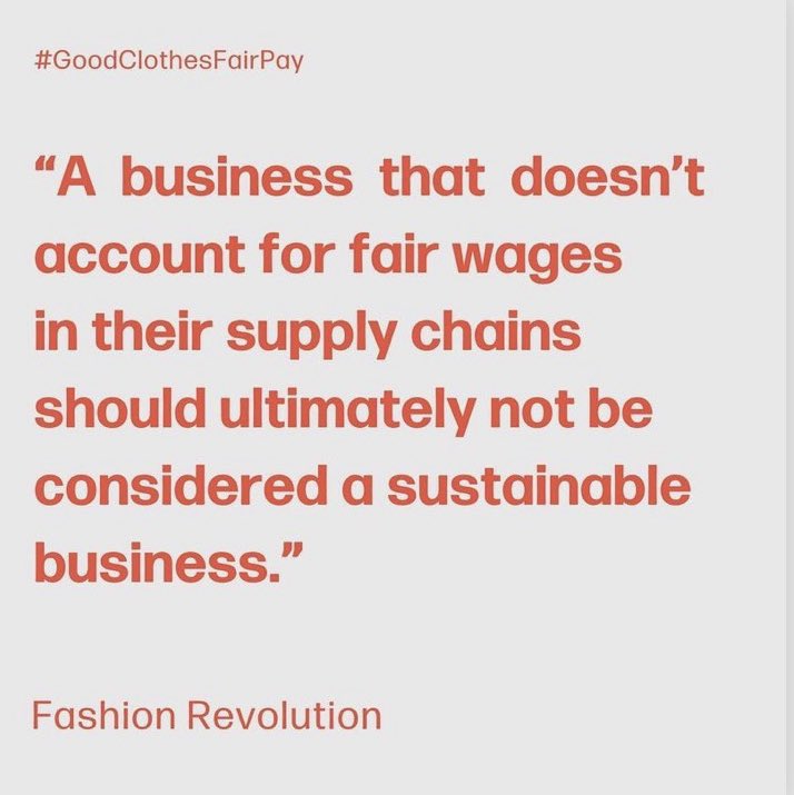 If a company can’t/won’t pay their employees fair wages, their business is not sustainable, in ANY way

#goodclothesfairpay #sustainablefashion