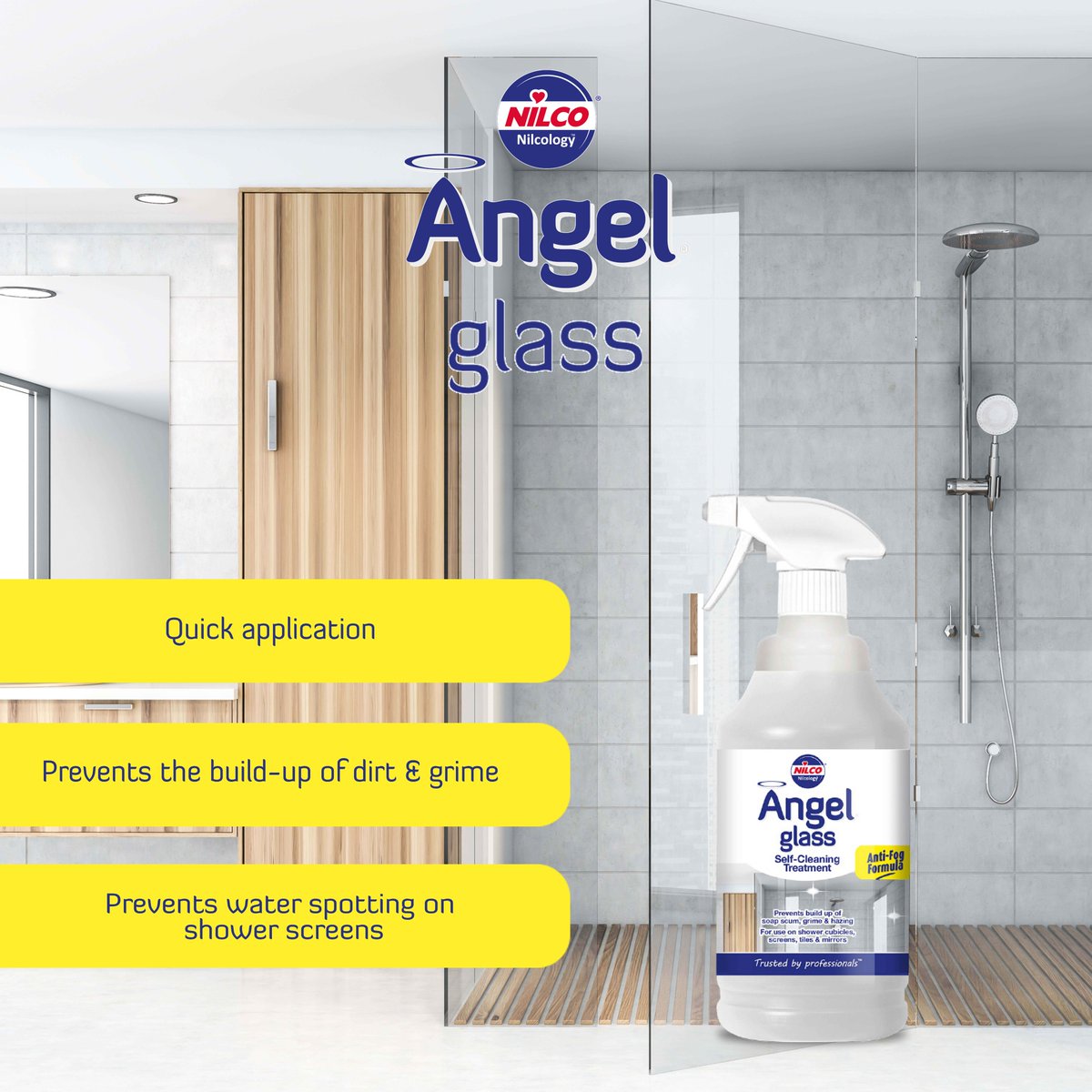 Keep shining on with Angel Glass – Part 2 ✨🏡
Nilco Angel Glass 1 Litre features anti-fog technology which locks in shine and shields interior glass, mirrors and shower screens from soap scum, dirt and grime.

Get yours today directly from our website ➡ bit.ly/3689LIN