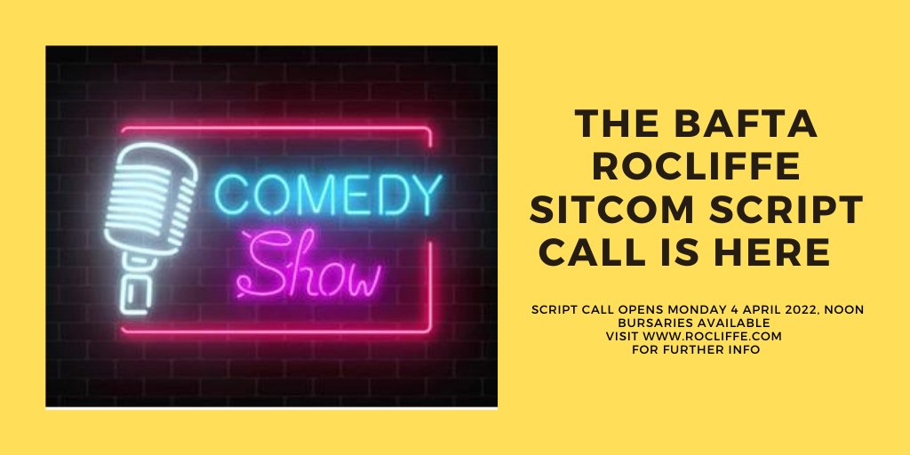 rocliffeforum's tweet photo. This is not a drill, @BAFTA Rocliffe's first script call of the year is here and it's comedy season. Accepting submissions from Monday 4th April.

#competitions #amwriting #screenwriting #TV #screenwriters #filmmaking #scriptcall #deadline #scriptwriting https://t.co/bWA3uT9YVh