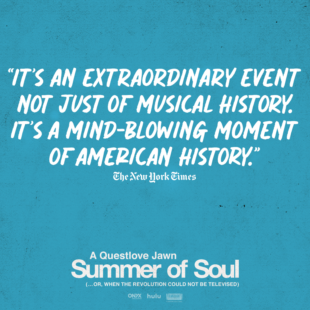 “It’s an extraordinary event not just of musical history. It’s a mind-blowing moment of American history” For Your Consideration #SummerOfSoulMovie @questlove @searchlightpics @hulu @OnyxCollective