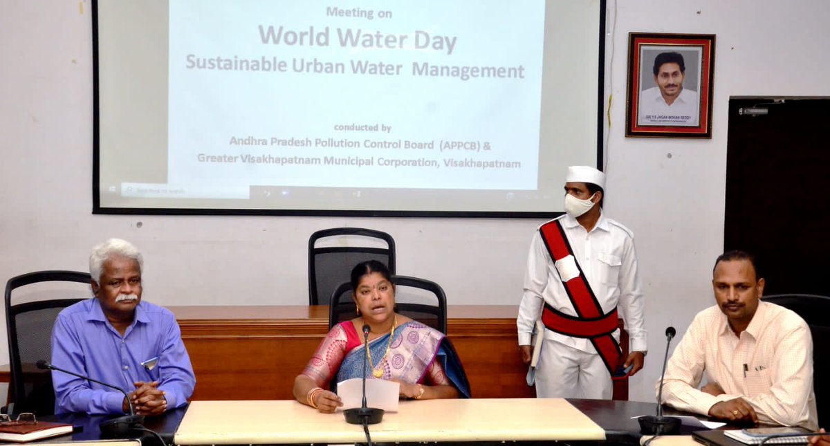 GVMC_VISAKHA's tweet photo. Mayor Smt G Hari Venkata Kumari and Commissioner GVMC Dr G Lakshmisha conducted meeting on the occassion of World Water Day and discussed about Sustainable Urban Water Management.

#WorldWaterDay 
#SwachhSurvekshan2022Visakhapatnam https://t.co/Xk6NOjMrdi