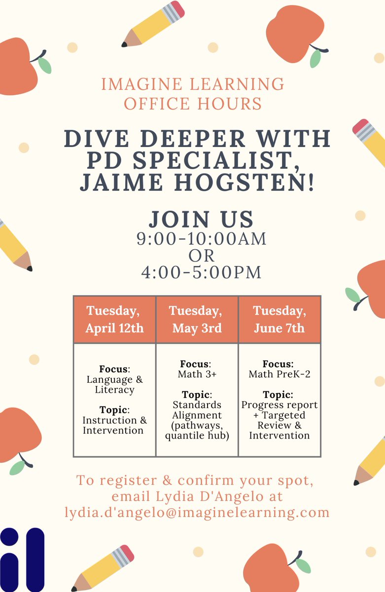 📢 Are you a NC Imagine Learning user? Join our professional development specialist for 3 sessions that will dive deeper into our literacy &amp; math products! Email me to register &amp; confirm your spot ☑️ <a href="/JenEvansNC/">Jen Evans</a>