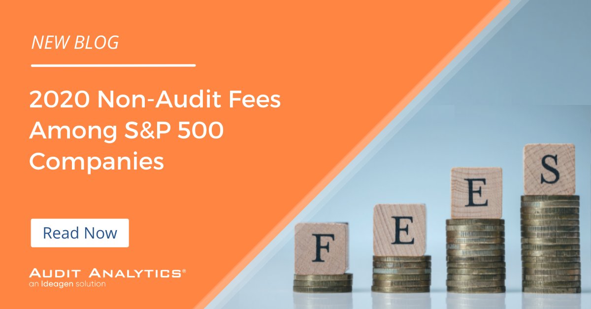 The amount of non-audit fees a public company pays to their independent outside audit firm has once again come into sharp focus. Learn more about recent trends in non-audit fee disclosures in our recent blog! 

bit.ly/3D0MbcE

#nonauditfees  #S&amp;P500 #auditanalytics