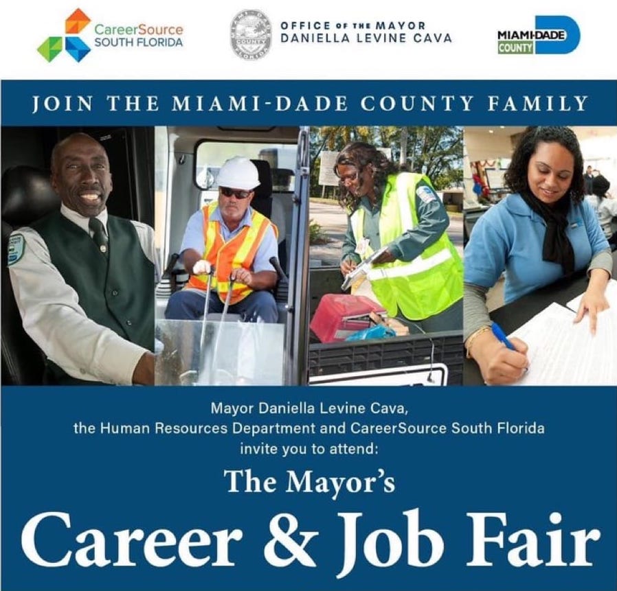 mdcpresident's tweet photo. Tomorrow #MDCHomestead will host the Mayorβs Career & Job Fair from 9 AM - 1PM. Students, this is an excellent opportunity to enter #careers with competitive salaries & benefits thanks to @MayorDaniella @MiamiDadeCounty & @CareerSourceFL.
#MDCTogether https://t.co/lpVZFQF85y