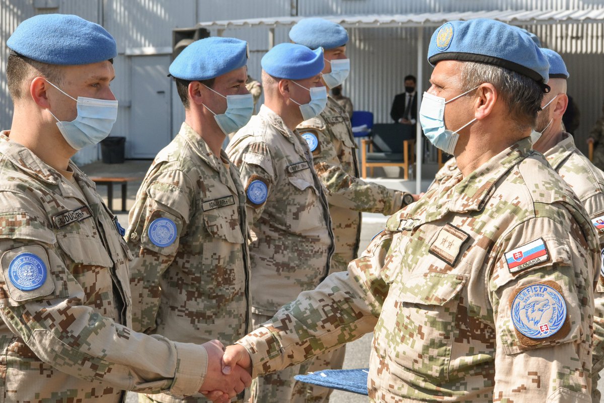 UN_CYPRUS's tweet photo. This morning, #UNFICYP Force Commander, Maj Gen @GjerdeIngrid, together with Sector 4 Commanding Officer Róbert Plávka and the Ambassador of Slovakia, Ján Škoda, awarded 🎖 to 112 #peacekeepers from #Slovakia 🇸🇰 for #serving4peace in #Cyprus. #A4P
📸 UNFICYP/Miloš Krinert https://t.co/sUODVRNGPZ
